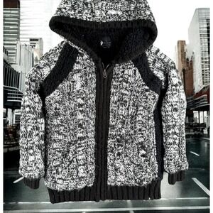 Volcom‎ Jacket Women XS 8 Cable Knit Rare Hooded Full Zip Cozy Skate Boho VTG
